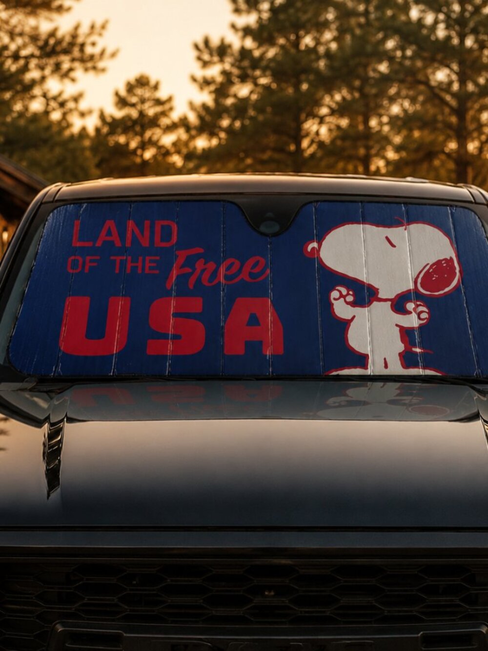 Peanuts Snoopy Car Sunshade for Trucks & SUVs | Patriotic Americana Windshield C